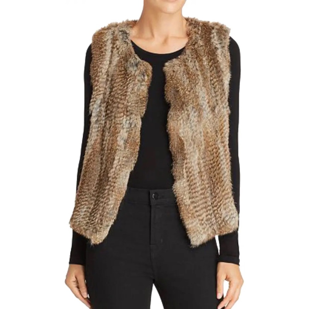525 America Rabbit Fur Vest in Brown Size S